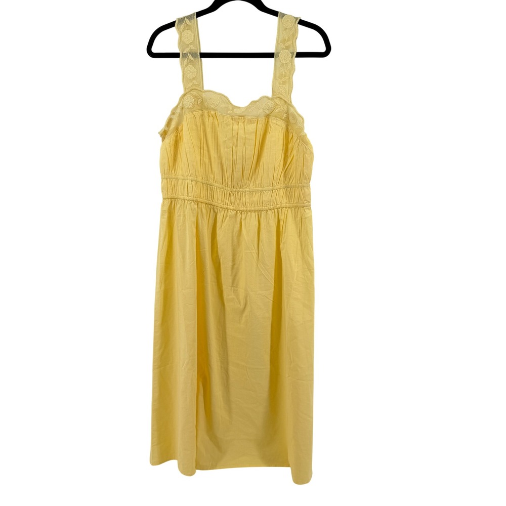 Old Navy Midi Dress Embroidered Lace Straps Large Yellow Womens Summer Boho